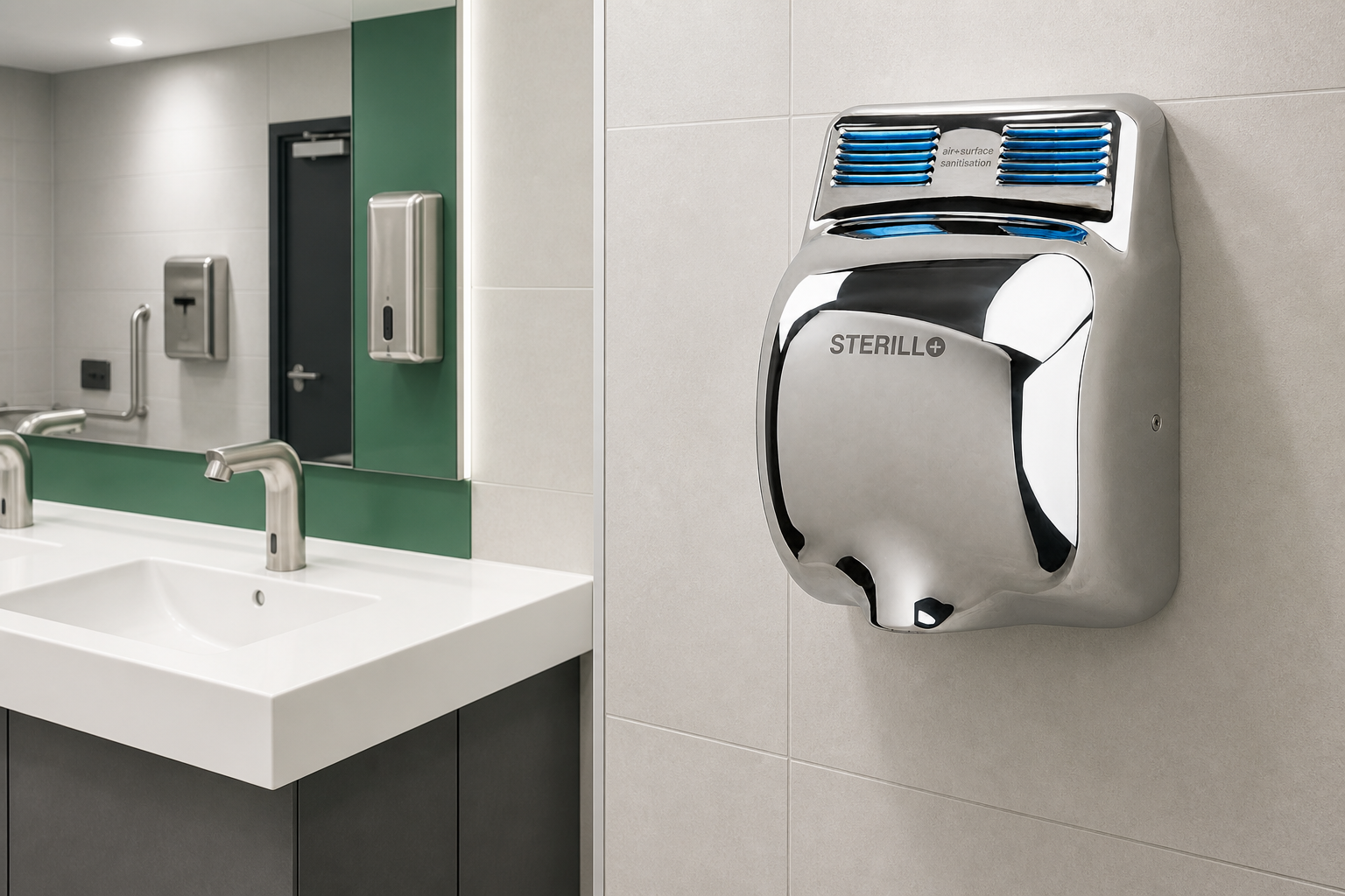 Sterillo Duo in a healthcare washroom